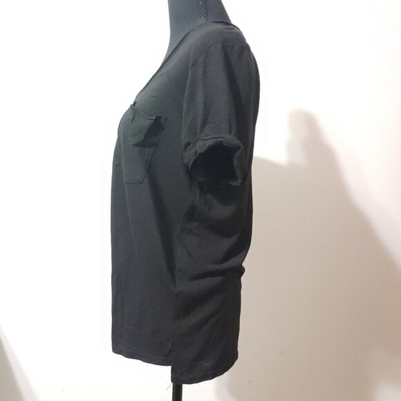 Anthropologie T.la Classic V Neck Pocket Tee Black - Picture 5 of 9